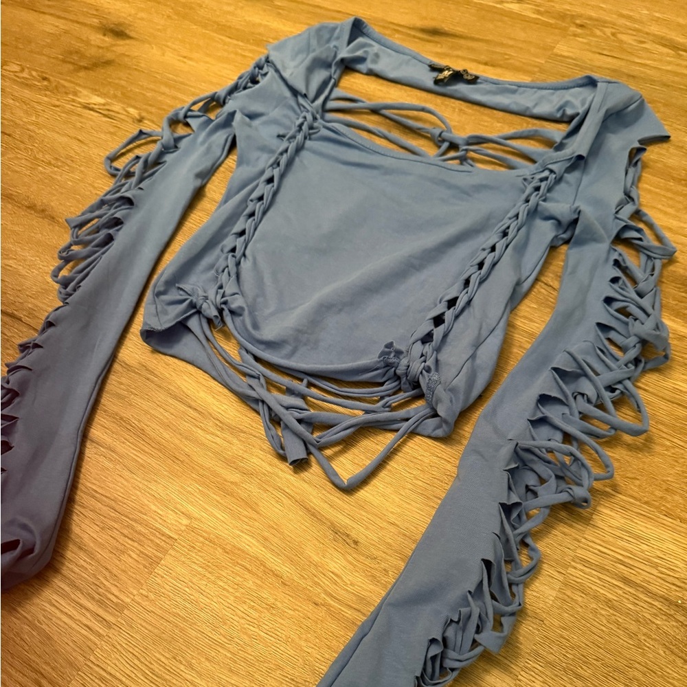 Current Mood Blue Cut-Out Blouse